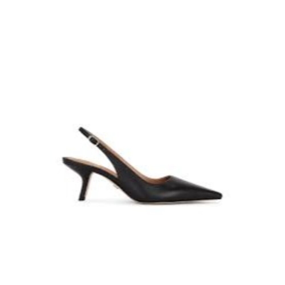 Sam Edelman Black Leather Slingback Pointed-Toe Heels